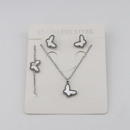 3 Pieces Casual Sweet Classic Style Butterfly 304 Stainless Steel Gold Plated Bracelets Earrings Necklace