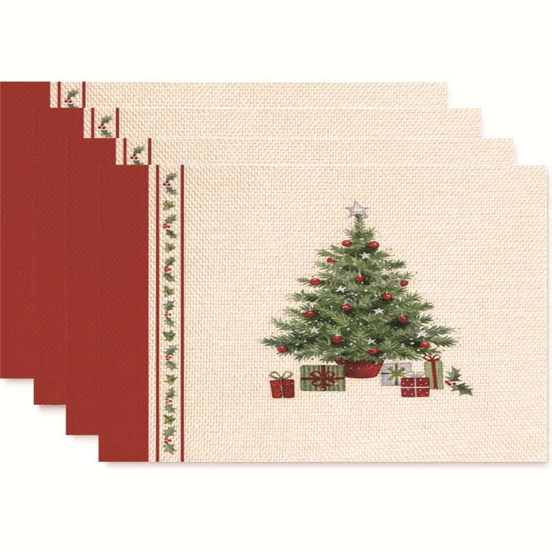 Christmas Nordic Style Christmas Tree Bow Knot Snowflake Linen Cotton And Linen Placemat