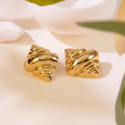 1 Pair Elegant French Style Sweet Geometric Flower 304 Stainless Steel Imitation Gold Ear Studs