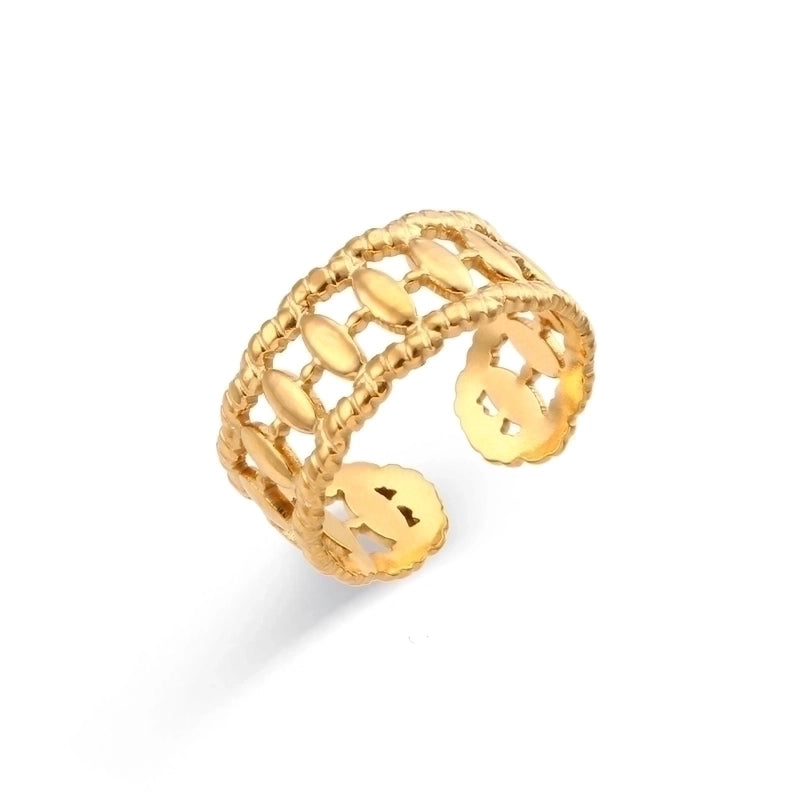 Fashion Geometric 304 Stainless Steel 18K Gold Plated Plating Open Ring