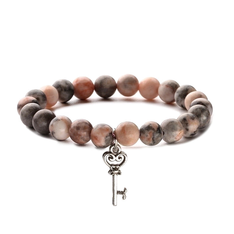 Retro Lock Natural Stone Beaded Bracelets