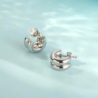 1 Pair Minimalist Solid Color 304 Stainless Steel 18K Gold Plated Ear Studs