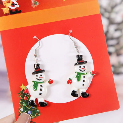 Christmas Fashion Christmas Tree Santa Claus Snowman Alloy Plastic Party Costume Props Earrings