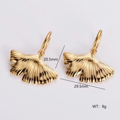 3 Pieces Glam French Style Round Leaves Irregular Inlay 304 Stainless Steel Resin Rhinestones 18K Gold Plated Drop Earrings