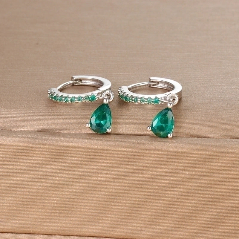 1 Pair IG Style Shiny Water Droplets Plating Inlay Copper Zircon Drop Earrings