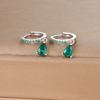 1 Pair IG Style Shiny Water Droplets Plating Inlay Copper Zircon Drop Earrings