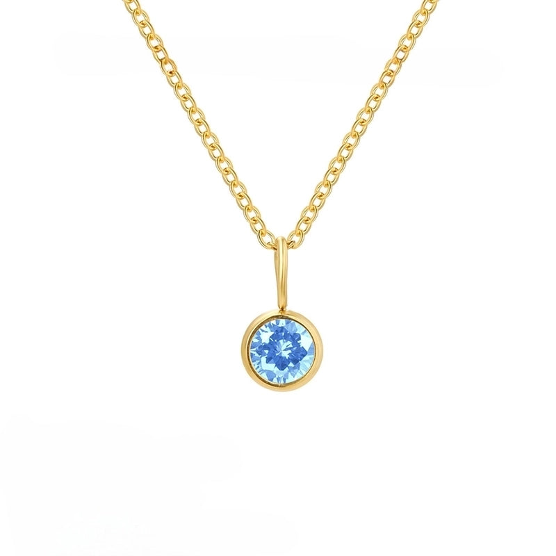 Minimalist Geometric Round 201 Stainless Steel Birthstone Gold Plated Plating Inlay Pendant Necklace