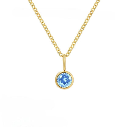 Minimalist Geometric Round 201 Stainless Steel Birthstone Gold Plated Plating Inlay Pendant Necklace
