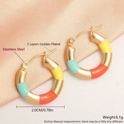 1 Pair IG Style Minimalist Round Plating 304 Stainless Steel Gold Plated Earrings