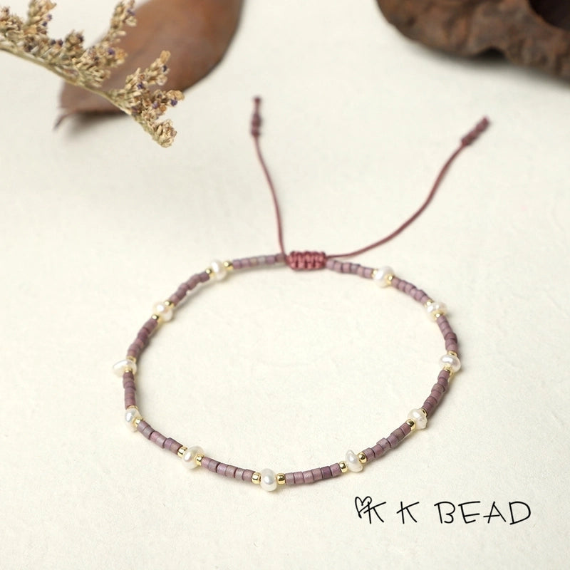 1 Piece Minimalist Color Block Freshwater Pearl Glass Beaded Bracelets