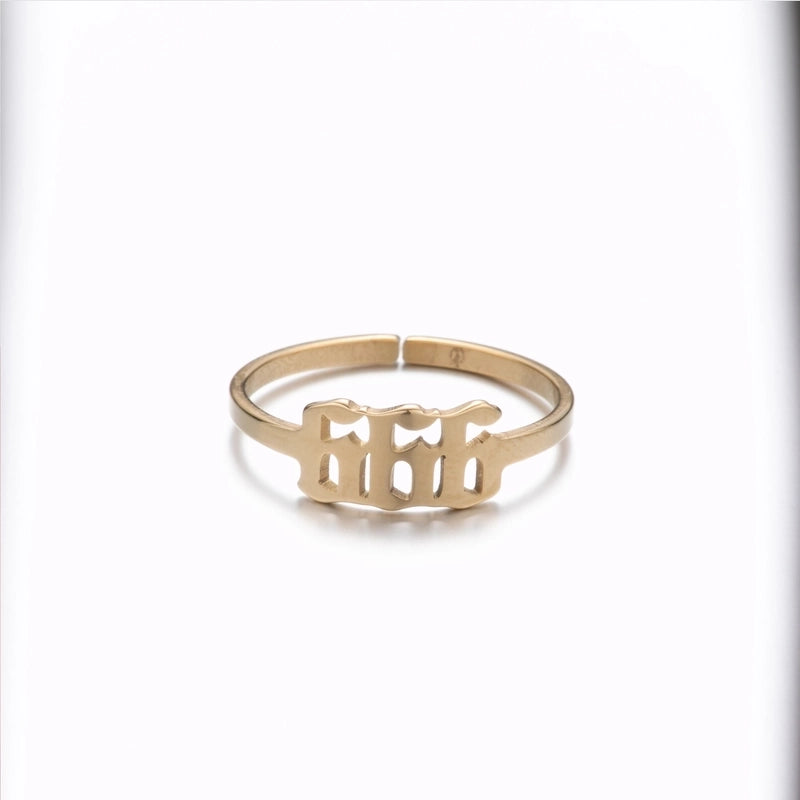 Retro Letter 201 Stainless Steel 18K Gold Plated Plating Open Ring