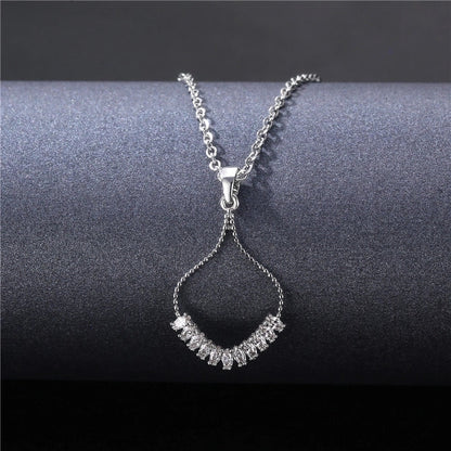 Stainless Steel Titanium Steel White Gold Plated Minimalist Plating Inlay Water Droplets Flower Zircon Pendant Necklace