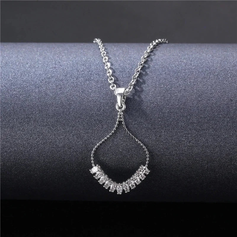 Stainless Steel Titanium Steel White Gold Plated Minimalist Plating Inlay Water Droplets Flower Zircon Pendant Necklace