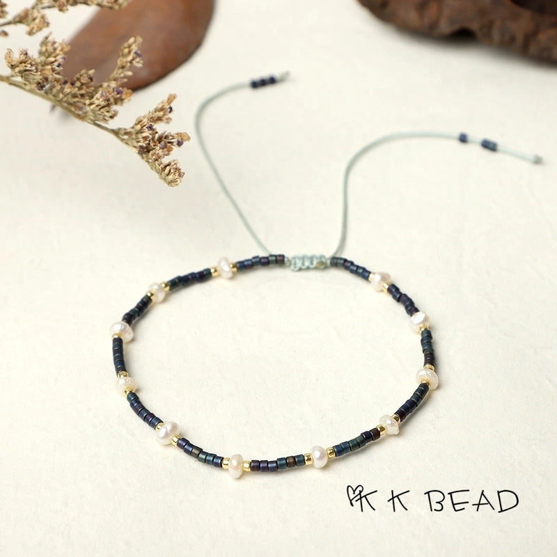 1 Piece Minimalist Color Block Freshwater Pearl Glass Beaded Bracelets