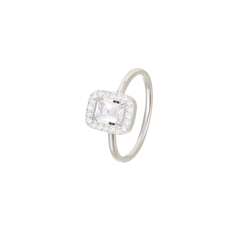 Elegant Minimalist Rectangle 304 Stainless Steel Zircon White Gold Plated Gold Plated Plating Inlay Rings