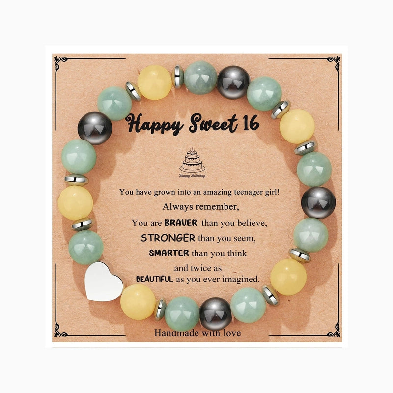 New Natural Stone Beaded Bracelet Birthday Christmas Gift Emperor Stone Powder Zebra Bracelet