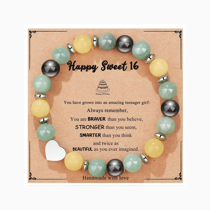 New Natural Stone Beaded Bracelet Birthday Christmas Gift Emperor Stone Powder Zebra Bracelet