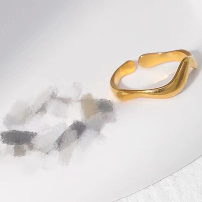 Fashion Solid Color 304 Stainless Steel 18K Gold Plated Plating Stainless Steel Rings