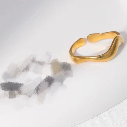 Fashion Solid Color 304 Stainless Steel 18K Gold Plated Plating Stainless Steel Rings