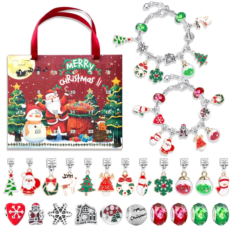 1 Set Zinc Alloy Christmas Tree Santa Claus Snowman Advent Calendar Jewelry Accessories