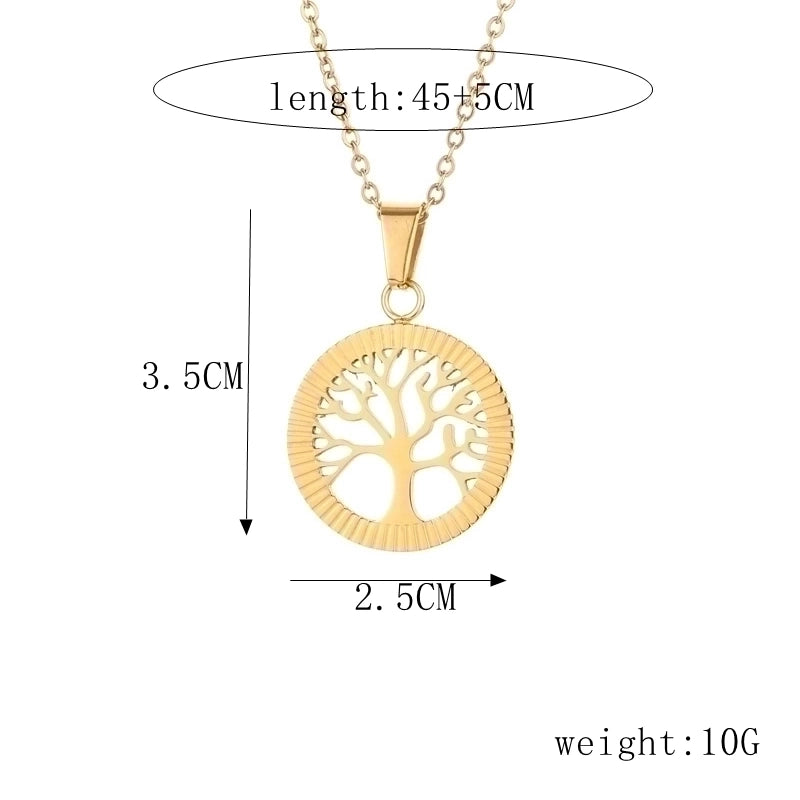 Casual Minimalist Life Tree 304 Stainless Steel Plating Pendant Necklace