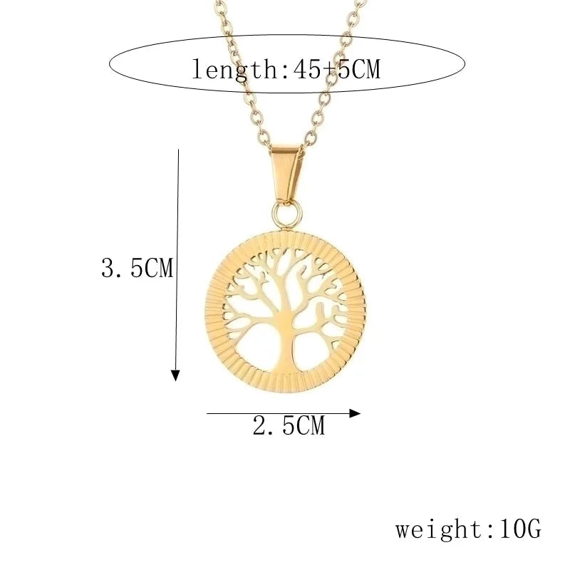 Casual Minimalist Life Tree 304 Stainless Steel Plating Pendant Necklace
