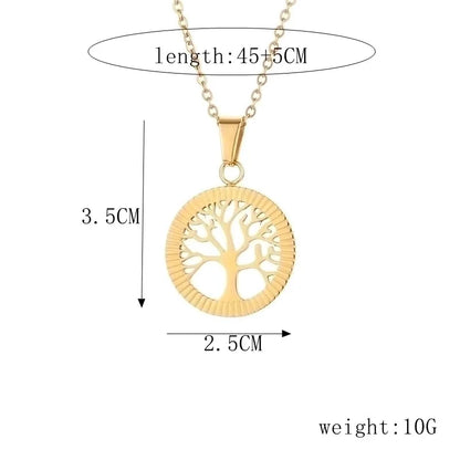 Casual Minimalist Life Tree 304 Stainless Steel Plating Pendant Necklace