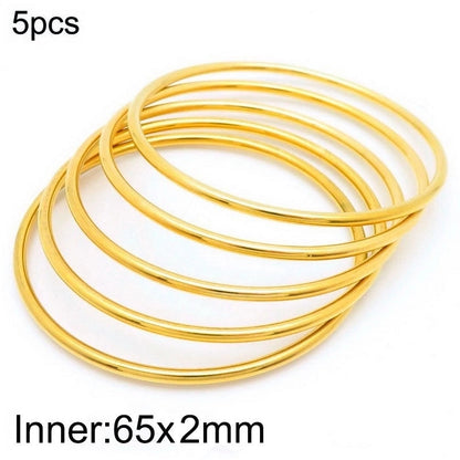 304 Stainless Steel 18K Gold Plated Minimalist Round Solid Color Bangle