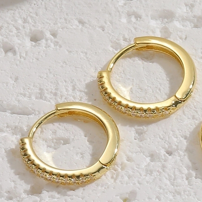 1 Pair Cute Minimalist Commute Square Plating Inlay Copper Zircon 14k Gold Plated Hoop Earrings