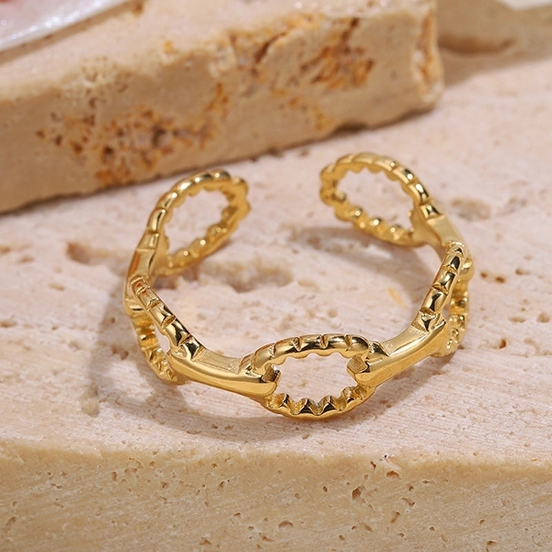 Elegant Minimalist Classic Style Solid Color 304 Stainless Steel Zircon Inlay Open Rings