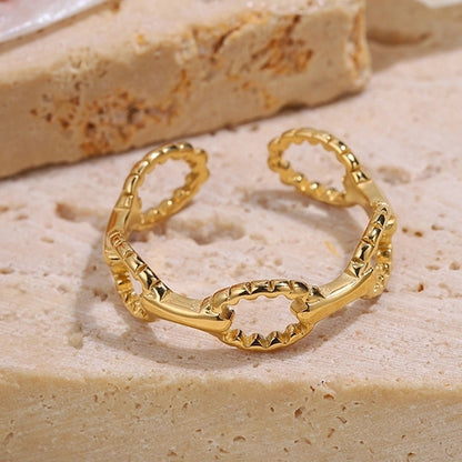 Elegant Minimalist Classic Style Solid Color 304 Stainless Steel Zircon Inlay Open Rings