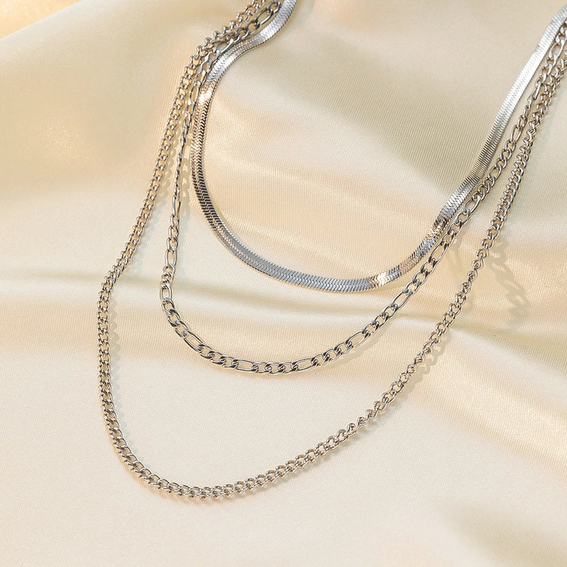 Minimalist Geometric Heart Shape Titanium Steel Shell Zircon 18K Gold Plated Inlay Layered Necklaces Necklace