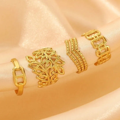 Minimalist Classic Style Geometric 304 Stainless Steel 18K Gold Plated Open Rings