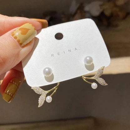 1 Pair Sweet Flower Enamel Plating Inlay Alloy Artificial Pearls Glass Earrings