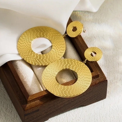 1 Pair Vintage Style Minimalist Artistic Round Water Droplets Irregular Stainless Steel Gold Plated Drop Earrings