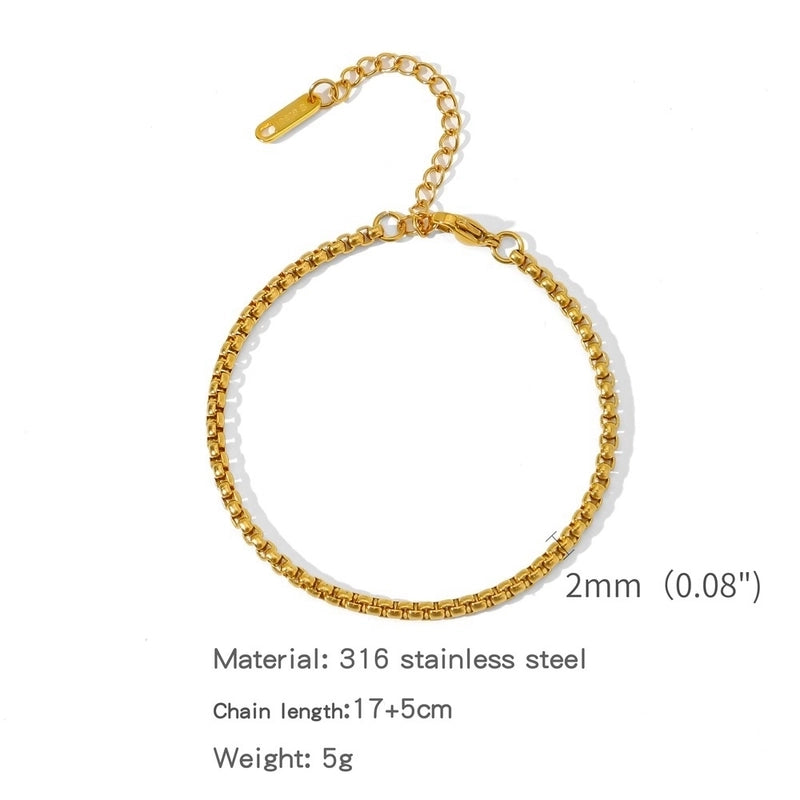 Minimalist Classic Style Geometric 304 Stainless Steel Cable Chain Snake Chain Bracelets In Bulk