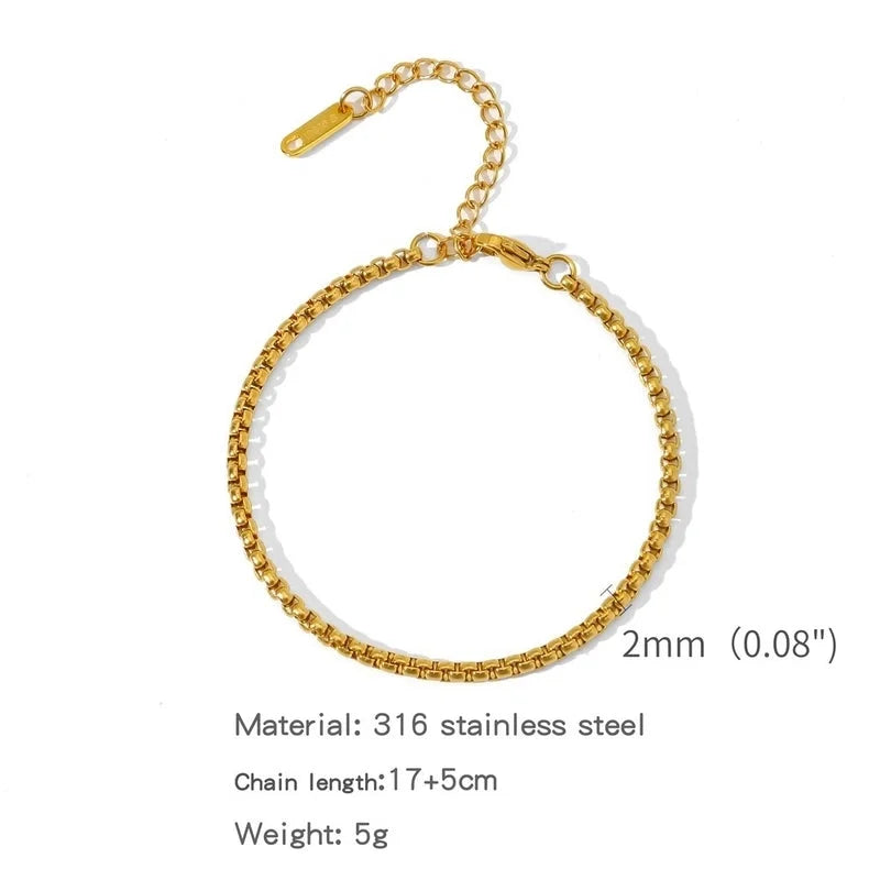 Minimalist Classic Style Geometric 304 Stainless Steel Cable Chain Snake Chain Bracelets In Bulk