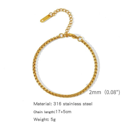 Minimalist Classic Style Geometric 304 Stainless Steel Cable Chain Snake Chain Bracelets In Bulk