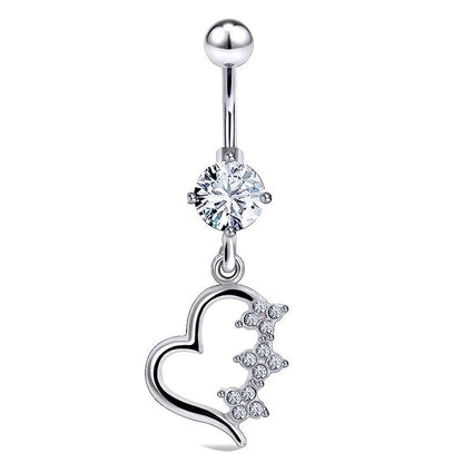 1 Piece Belly Rings Minimalist Heart Shape Wings Butterfly 316L Stainless Steel Copper Inlay Zircon