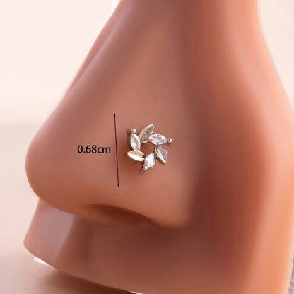 1 Piece Nose Rings & Studs Casual Minimalist Butterfly Antlers 316L Stainless Steel Copper Inlay Zircon Nose Rings & Studs