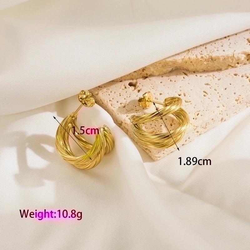 1 Pair Minimalist Classic Style C Shape Plating Stainless Steel 14k Gold Plated Ear Studs