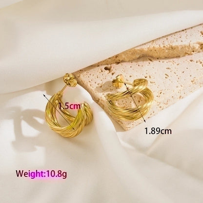 1 Pair Minimalist Classic Style C Shape Plating Stainless Steel 14k Gold Plated Ear Studs
