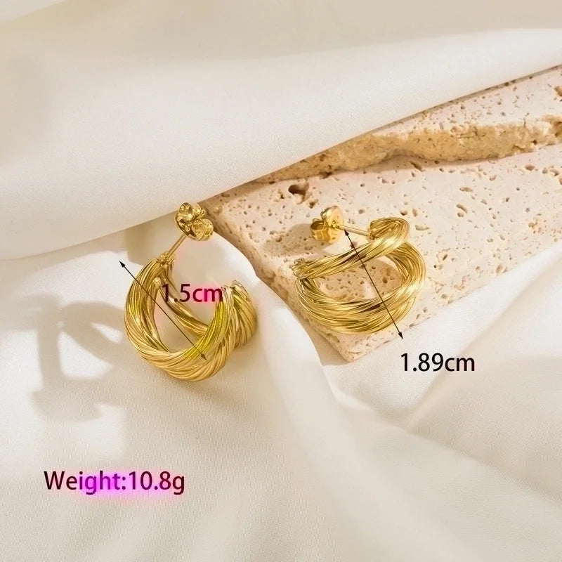 1 Pair Minimalist Classic Style C Shape Plating Stainless Steel 14k Gold Plated Ear Studs
