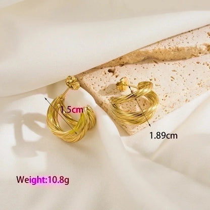 1 Pair Minimalist Classic Style C Shape Plating Stainless Steel 14k Gold Plated Ear Studs
