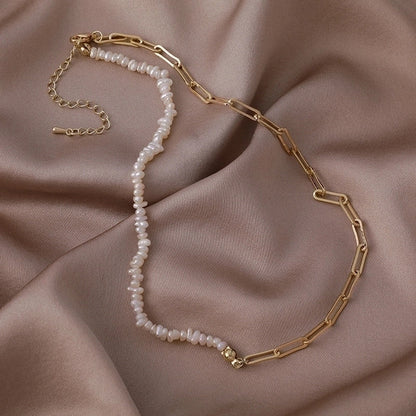 Alloy Freshwater Pearl Copper Fashion Solid Color Irregular Necklace