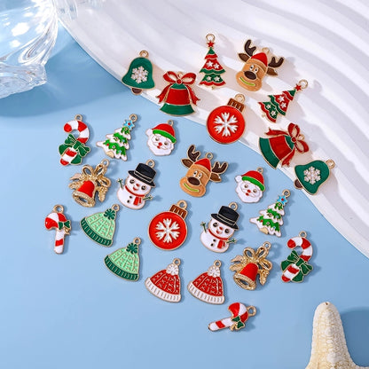 10 PCS/Package 15.9*17.8mm 16*22MM 18.1*19mm Alloy Christmas Hat Christmas Tree Santa Claus Pendant Jewelry Accessories
