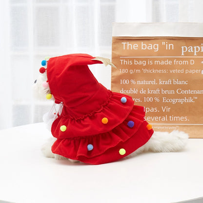 New Christmas Pet Clothes Small And Medium-sized Keji Fadou Christmas Tree Dog Cape Shawl Spot