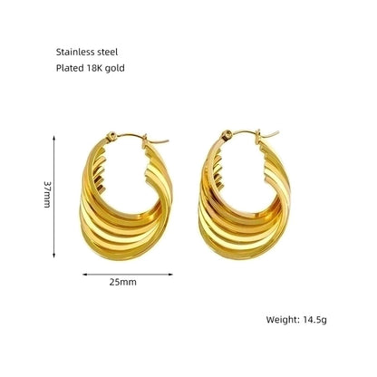 1 Pair Elegant U Shape Plating Stainless Steel Titanium Steel 18K Gold Plated Earrings