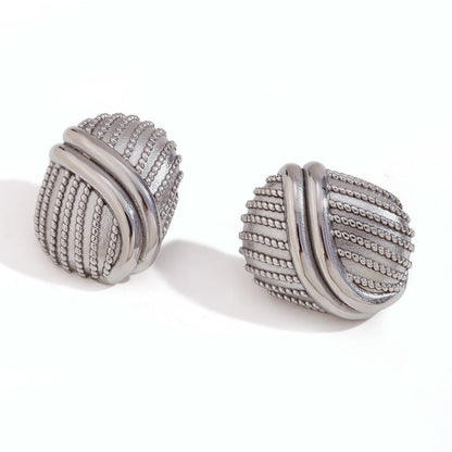 Fashion Round Circle Geometric Stainless Steel 18K Gold Plated Stud Earrings