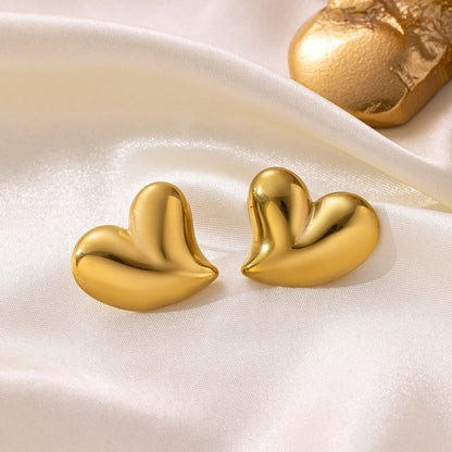 1 Pair Basic Minimalist Irregular Heart Shape Plating Titanium Steel Ear Studs